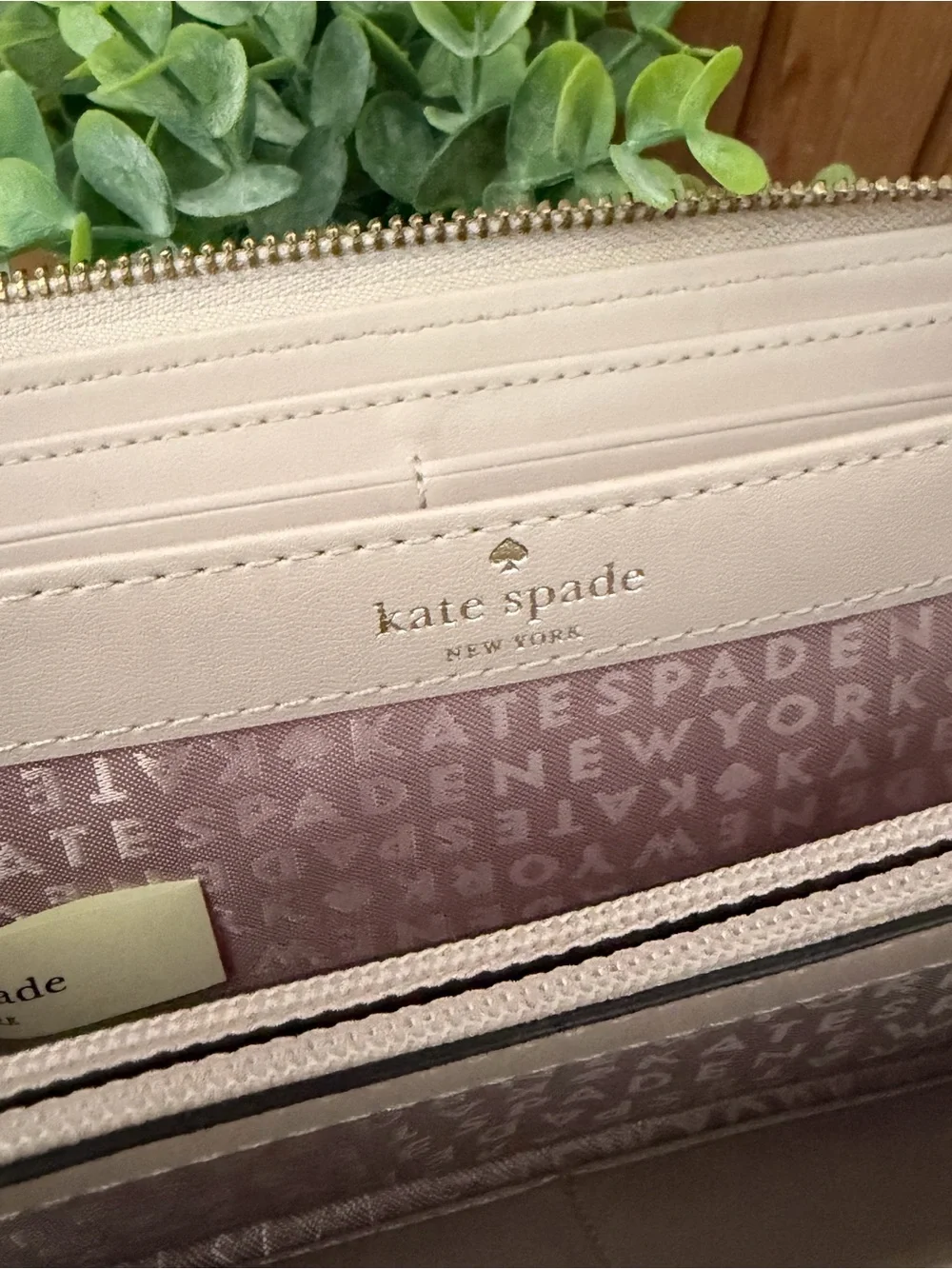 Kate Spade Blush Ivory Pebbled Leather Zip Around Continental Wallet